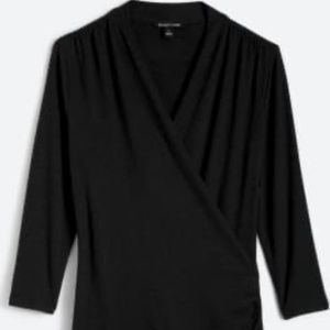 41 Hawthorn Henri Surplice Wrap Ruched Knit Top Maternity Black-S